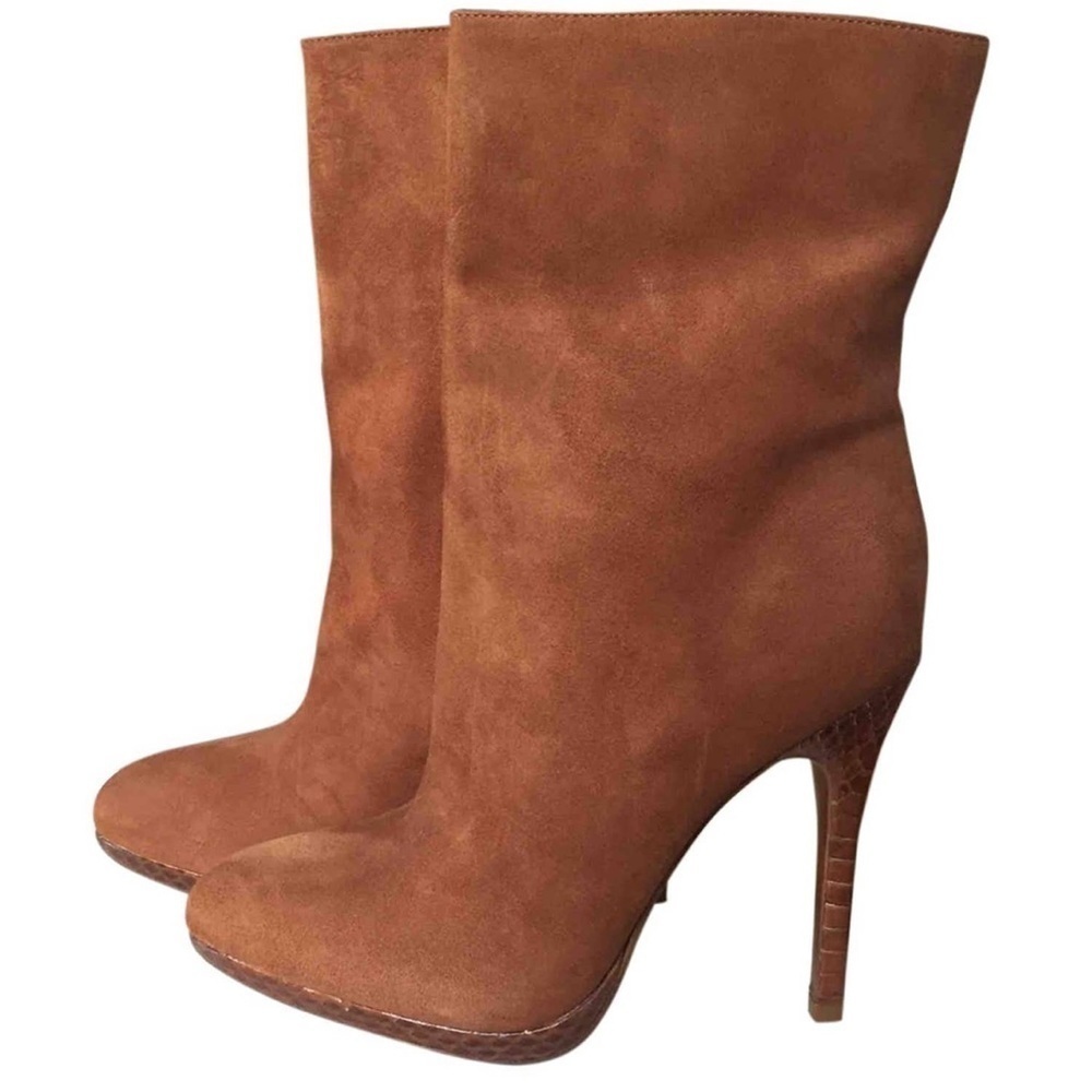 Alexandre Birman suede python heel ankle boots